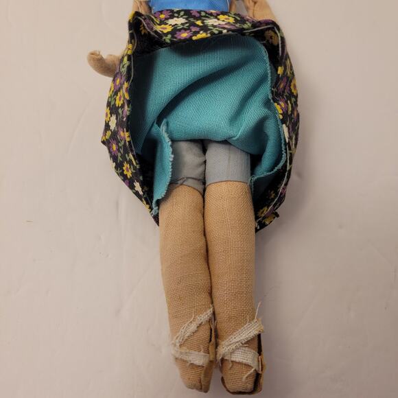 Primitive Handmade Vintage Cloth Handsewn Lot Of 2 Dolls 2 Pair Shoes 7 Inches - Picture 4 of 16